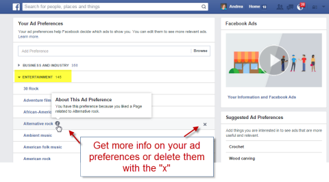 delete facebook ad preference categories