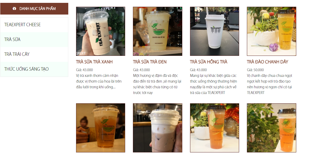 Thiết kế web trà sữa thương hiệu tại Đà Nẵng